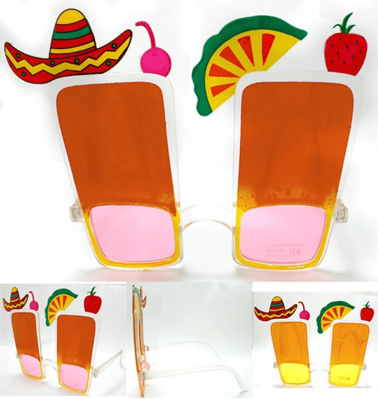 YNT İthalat SM-SMR-E040 Sombrero Hawaii Fiesta Meyve Figürlü Yaza Merhaba Gözlük
