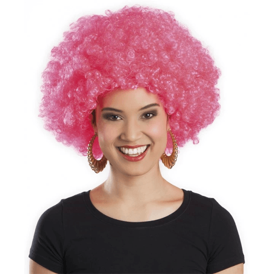 YNT İthalat SM-SMR-E084 Pembe Renk Kıvırcık Afro Bonus Peruk