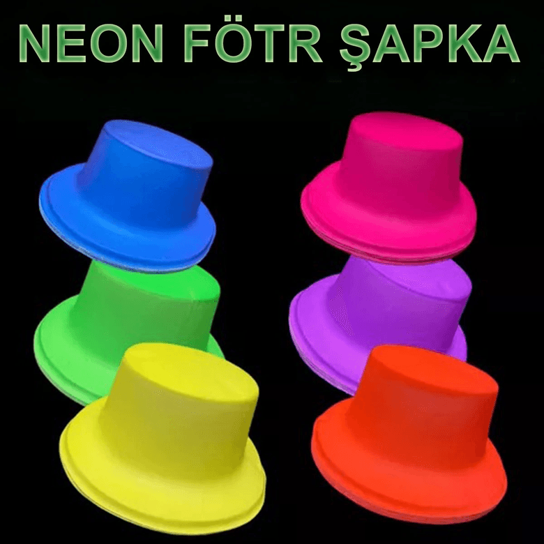 YNT İthalat SM-SMR-E131 Neon Partisi Turuncu Renk Plastik Fötr Şapka
