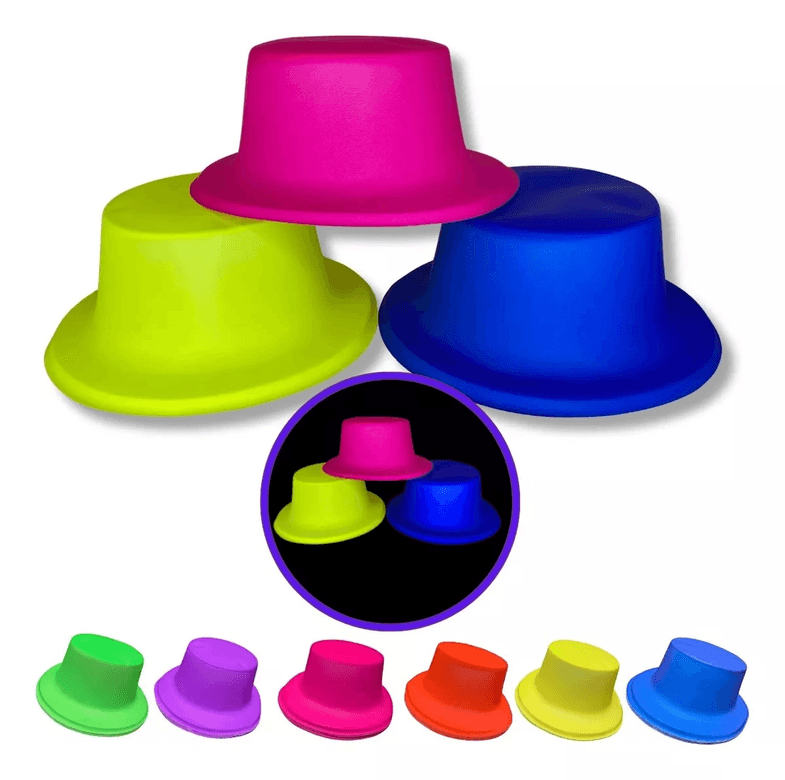 YNT İthalat SM-SMR-E132 Neon Partisi Pembe Renk Plastik Fötr Şapka