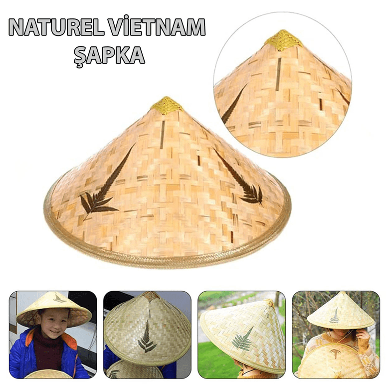 YNT İthalat SM-SMR-E136 Naturel Renk Cambodia Kamboçyalı Vietnam Şapkası Pvc Hasır