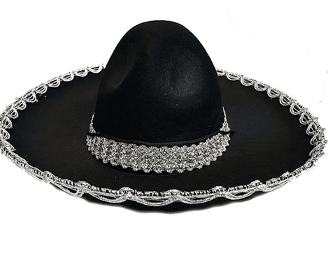 YNT İthalat SM-SMR-G072 Gümüş Renk Şeritli Meksika Mariachi Latin Şapkası 55 Cm Çocuk