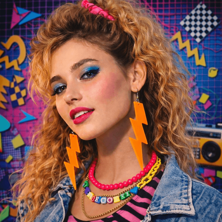 YNT İthalat SM-SMR-G139-TRNC 80’Ler 9039Lar Retro Neon Turuncu Şimşek Küpe 10 Cm