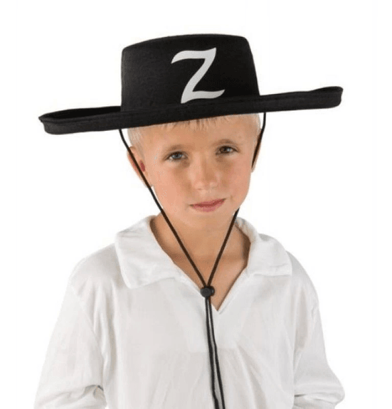 YNT İthalat SM-SMR0358-E103 Z Logolu Çocuk Boy Bağcıklı Zorro Şapkası