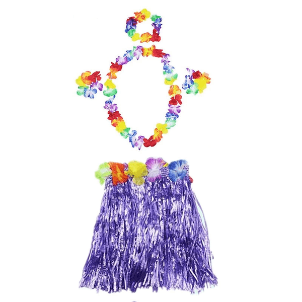 YNT İthalat SM-SMR0699PURPLE Luau Aloha Hawaii  Kolye Etek Taç Ve Bileklik Seti Mor
