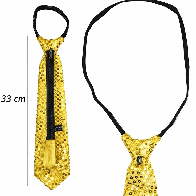 YNT İthalat SM-SMRG068-A Altın Renk Pul Payetli Işıltılı Parti Kravatı 33 Cm