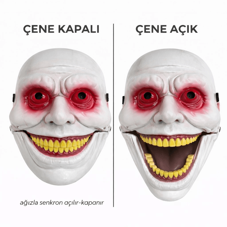 YNT İthalat SM-SMRG099-K Hareketli Çene Mekanizmalı Korku Maskesi Kırmızı
