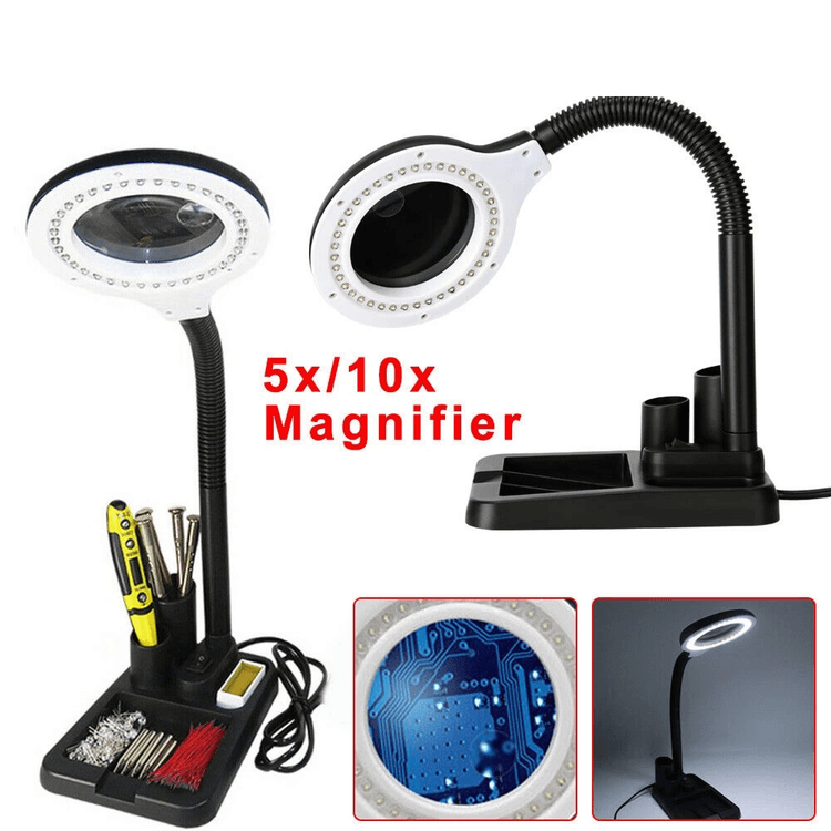 YNT İthalat TD-0018TDU-1015 Esnek 5X /10X,40 Led Işıklı Büyüteç ,lamba  Büyüteç Okuma, Çalışma Lehim Masa Lambası A808