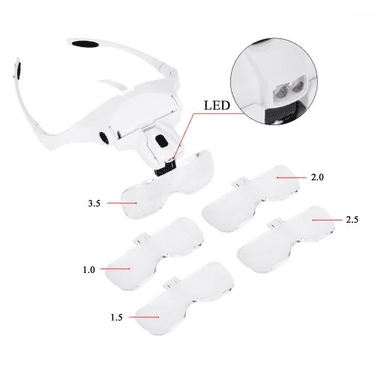 YNT İthalat TD-0018TDU-665 5 Lens 1.0X3.5X, 2Led Işıklı  Ile Ayarlanabilir Gözlük Büyüteç9892B2