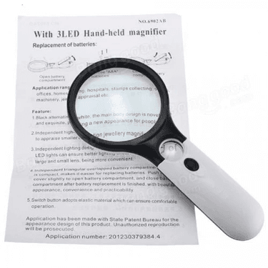 YNT İthalat TD-0018TDU-670 3 Led Işıklı 3X75 Mm 45X22 Mm  El Büyüteç