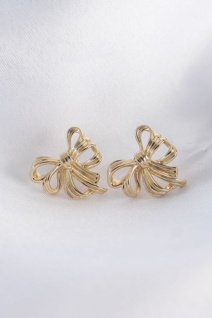 Youday Accessories BKP8944-BLNC Pirinç Gold Renk Fiyonk Küpe Altın 72711251