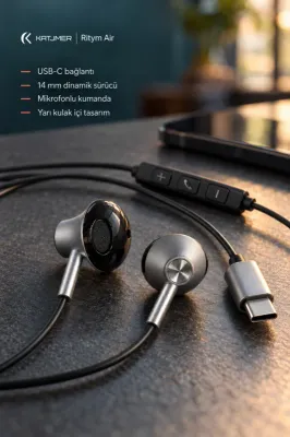 YTL-12 RİTYM AİR USB-C Mikrofonlu Kablolu Kulaklık, Yarı Kulak İçi, Dahili DAC, Kumandalı, 1,2 m - SİYAH