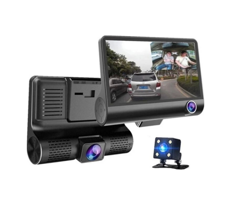 Yuba Avm TrLat0EM0015K-Araç Kamera-BLNCC Araç Içi Kamera Gece Görüşlü 3 Kameralı 4 Inç 1080P Yol Kayıt Kamerası Geri Vites