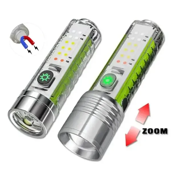 Yüksek Performanslı 8 Fonksiyonlu Şarjlı Led Fener 13 Cm