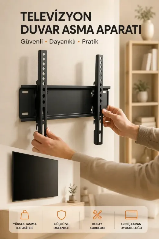 Yüksek Taşıma Kapasiteliniversal TV Duvar Askı Aparatı 32-42 İnç Güvenli Sabitleme Siste