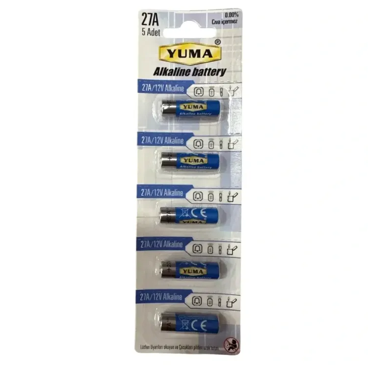 Yuma 27a Mn27 V27a V27ga 12 Volt Alkalin Pil 5’li Paket