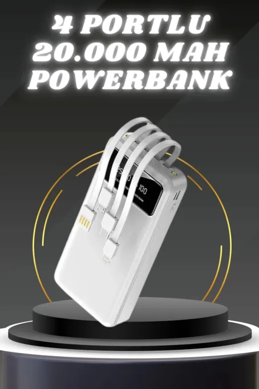 yusuftex B-6ZV3T5UKBSAOA Powerbank Şarj Cihazı 4 Çıkışlı 20.000 Mah Powerbank Kompakt Yüksek Kapasiteli Hızlı Şarj