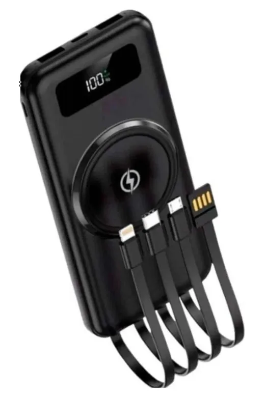 yusuftex B-7RD2X8K3DCUSB Kablosuz Çoklu Şarj Girişli 10.000 Mah Kablolu Powerbank Taşınabilir