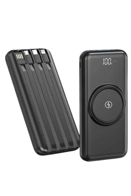 yusuftex B-7RD2X8K3DCUSB Kablosuz Çoklu Şarj Girişli 10.000 Mah Kablolu Powerbank Taşınabilir