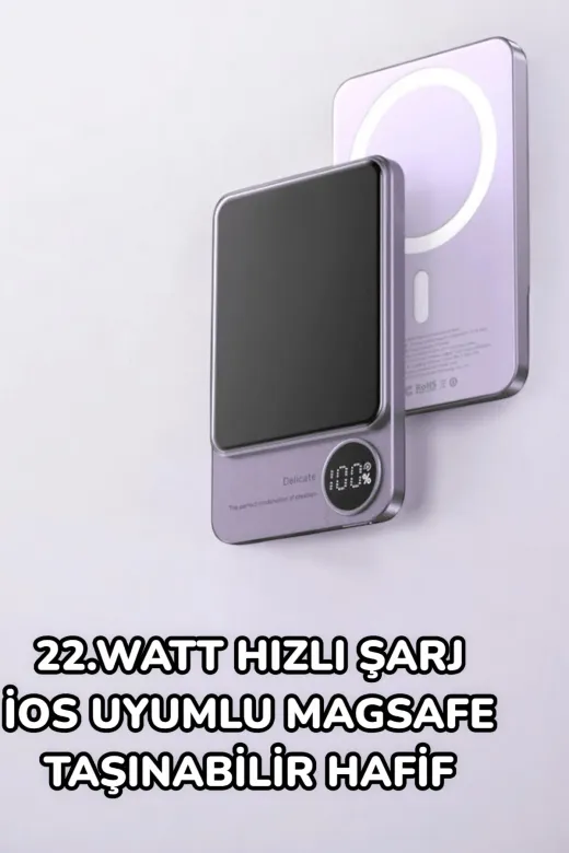 yusuftex B-F0F34YOY1CHDZ Ios Uyumlu 22.5W Hızlı Şarj Magsafe Powerbank Dijital Göstergeli 10.000 Mah