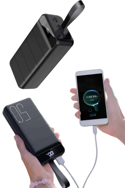 yusuftex B-QKWNC8SVL1KYU Taşınabilir Powerbank 50.000 Mah 4 Girişli Hızlı Şarj Led Göstergeli Fenerli Şarj