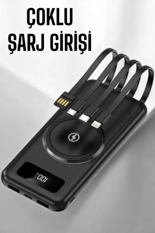 yusuftex B-W2TITM3BNOE9Q 10.000 Mah Powerbank 4 Portlu Hızlı Şarj Dijital Göstergeli