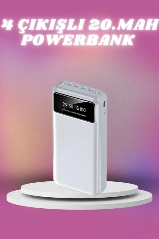 yusuftex B-WD8X936M9LVNA 4 Çıkışlı 20.000 Mah Powerbank Taşınabilir Çoklu Giriş