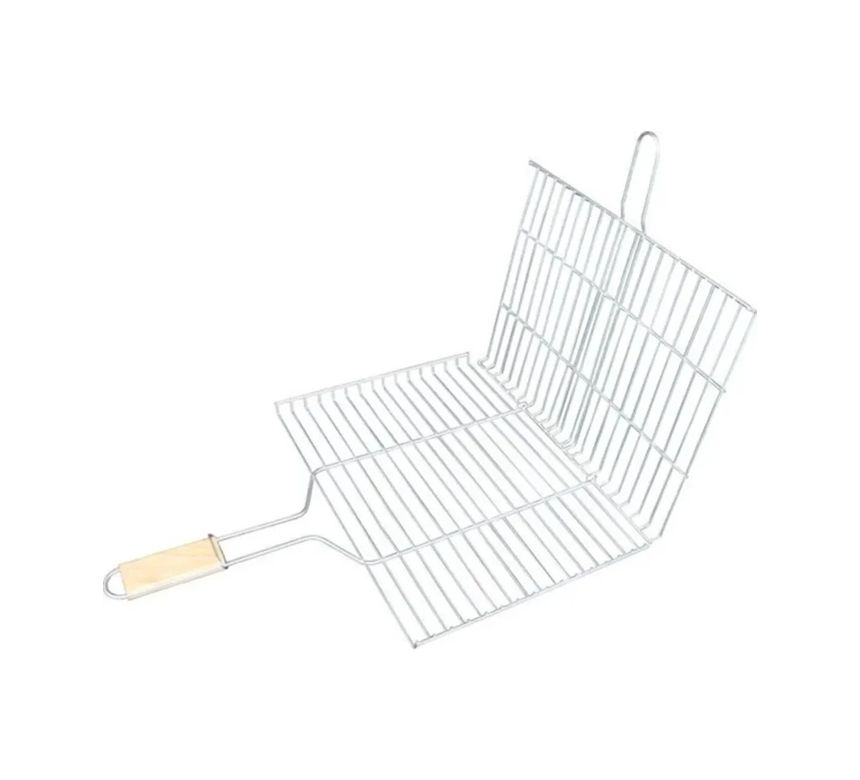 z12concept 125921480 Ahşap Saplı Mangal Izgarası Galvanizli Paslanmaz Kafes Demir 25 X 40 Cm Mudanis