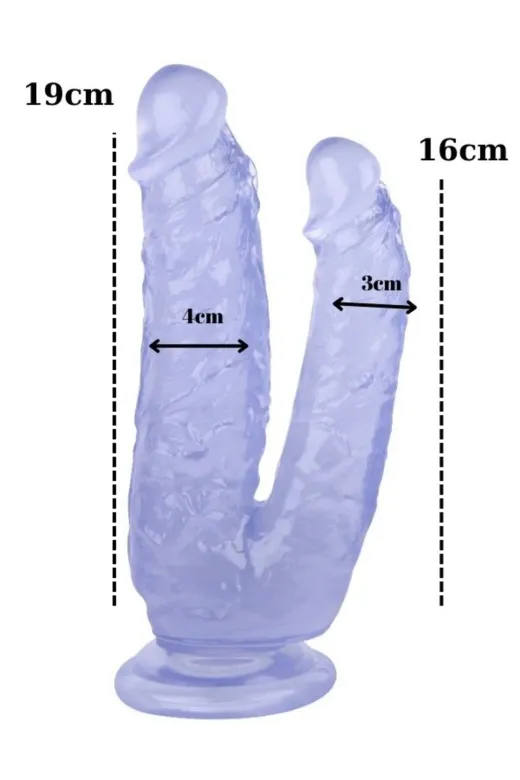 ZAGA OYUN 241077752426 19Cm Mor Çiftli Dildo No:76