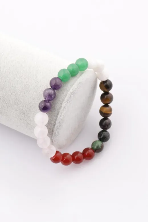 Zamansız Moda BSY-ABDT-020891 Yengeç Burcu Taşlarından Oluşan Doğal Taş Bileklik 8 Mm Küre Kesim - Burç Bilekliği