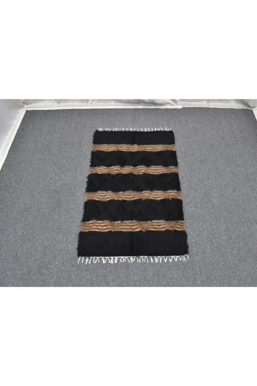 Zehra Abla Halı Yeni El Dokuma Kemerli Tiftik Yün Siirt Battaniyesi Kilim 4478