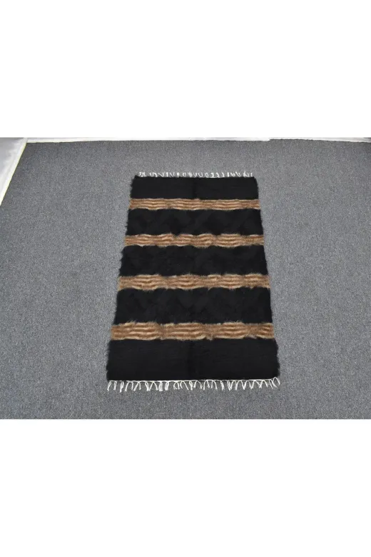 Zehra Abla Halı Yeni El Dokuma Kemerli Tiftik Yün Siirt Battaniyesi Kilim 4478