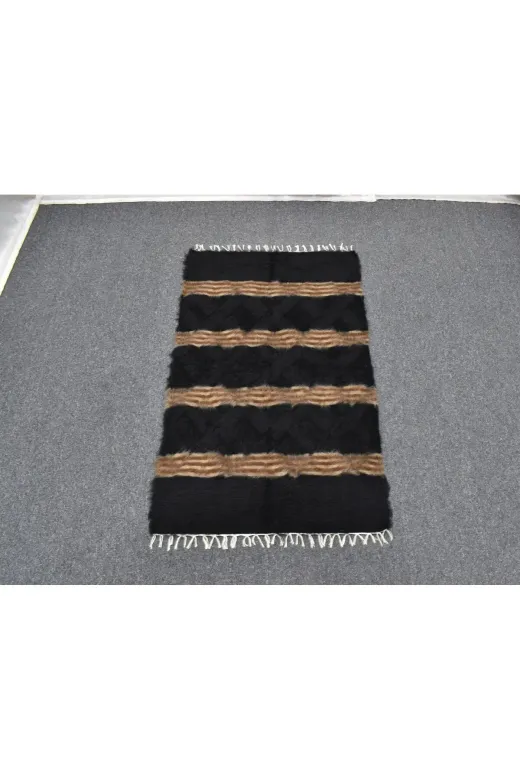 Zehra Abla Halı Yeni El Dokuma Kemerli Tiftik Yün Siirt Battaniyesi Kilim 4478