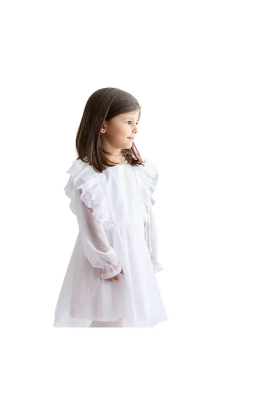 Zeyland QTEAE9AZDL-41 Kız Bebek Puantiyeli Tül Elbise - Ekru