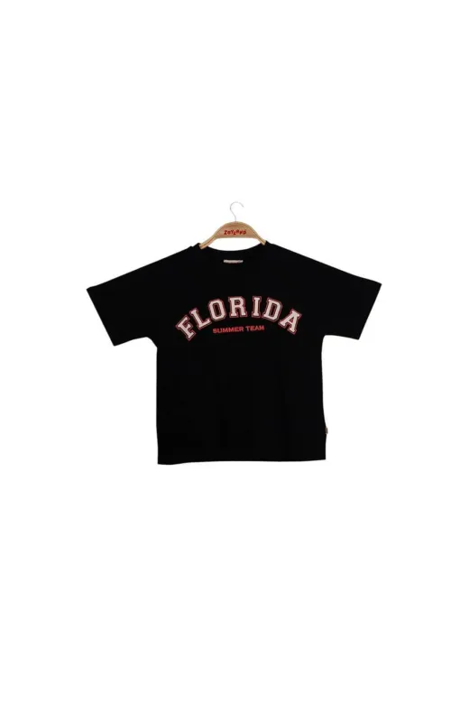 Zeyland QTEAE9AZDL-62 Erkek Çocuk Florida Baskılı T-Shirt-Siyah