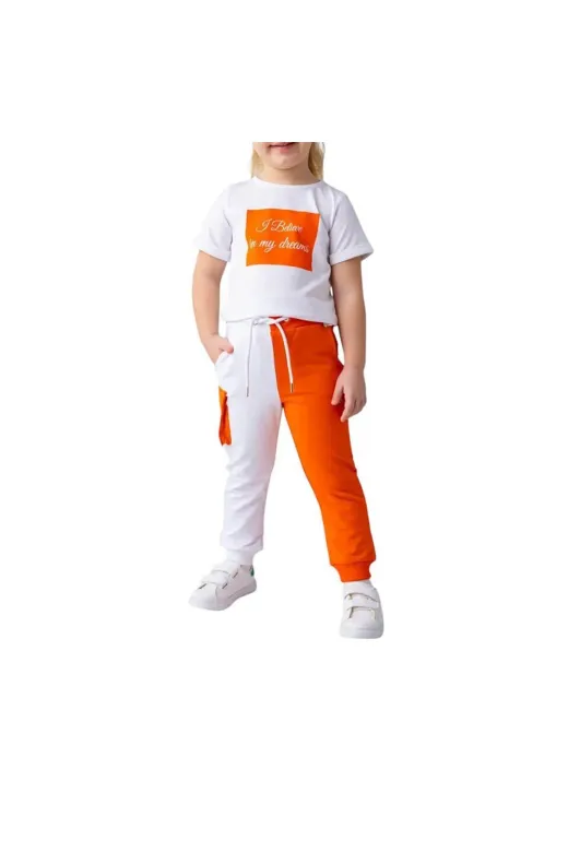 Zeyland TYC94BCCE1C643AFBD17EEB00 Kız Çocuk Renk Bloklu Kargo Cepli Eşofman Altı-Oranj