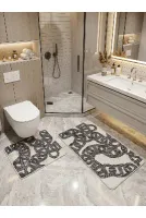 Zincir Desenli Lateks Taban 2'li Banyo Paspası (60x100-60x50)