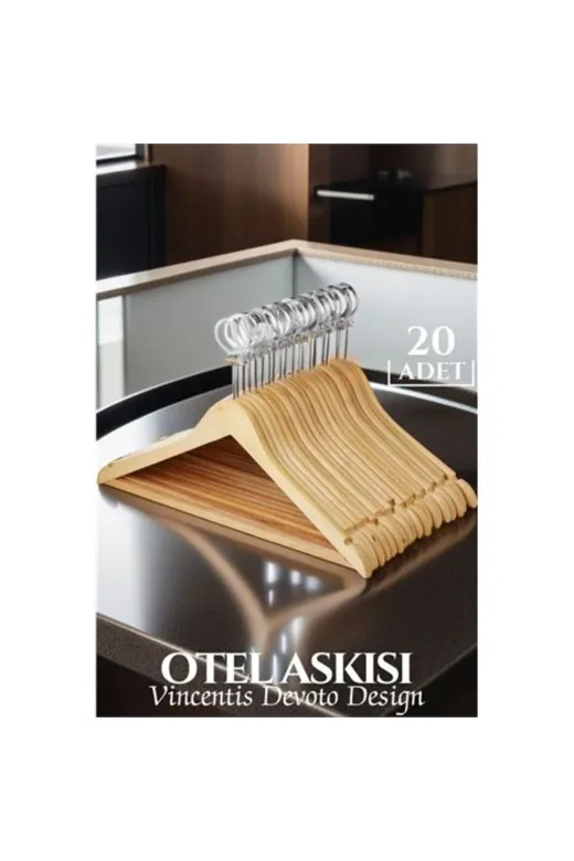 ZUHUDİ TYBJZWQ3FQPYS5SS71 F37 Otel Tip Askı 20 Li Set Ahşap Vincentis Devoto Design