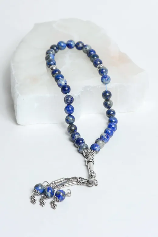 Zümrüt Doğal Taş Official TSBH5159 Lapis Lazuli Küre Kesim 8 Mm Doğal Taş Tesbih