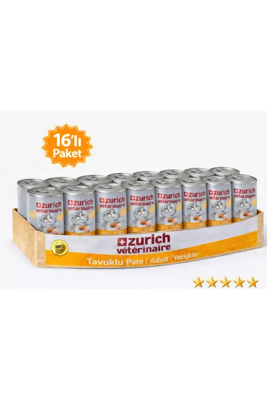 zurich veterinaire ST00033 Tavuklu Yetişkin Kedi Konservesi 415 Gr X 16’Li Paket