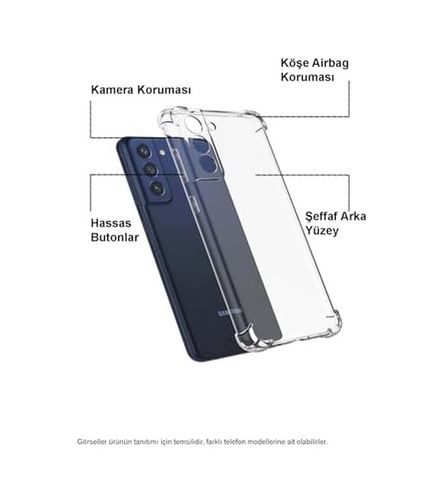 000-art 57855210133216980184975 Galaxy A56 Kapak Kamera Korumalı Airbag Antishock Köşe Korumalı Şeffaf Silikon Kılıf 50 X 22