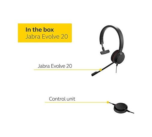 000-art 57855210133400480184975 Evolve 20 Uc Mono Headset Unified Communications Headphones For Voıp Softphone With Pasif Noise Cancellation Usb-Cable With Controller Black 50 X 22