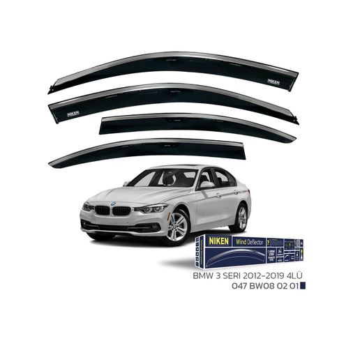 00047BW080201 Bmw 3 Serisi F30 Kromlu Cam Rüzgarlığı Niken 2012-19 Arası Uyumlu
