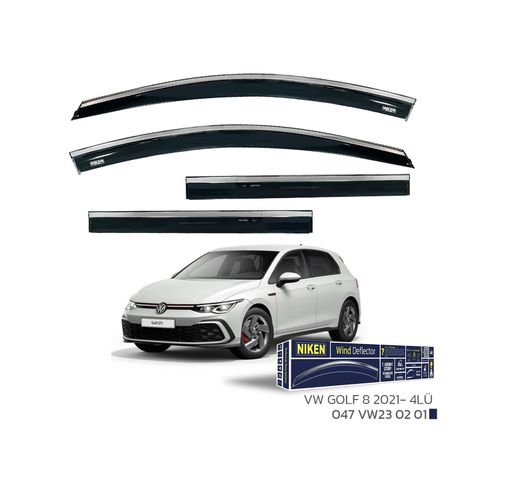 00047VW230201 Vw Golf 8 Kromlu Cam Rüzgarlığı Niken 2021+ Sonrası Uyumlu