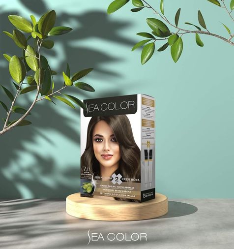 0152022 Sea Color 2 Tüp Krem Saç Boyası Seti Yoğun Küllü Kumral No:7.11