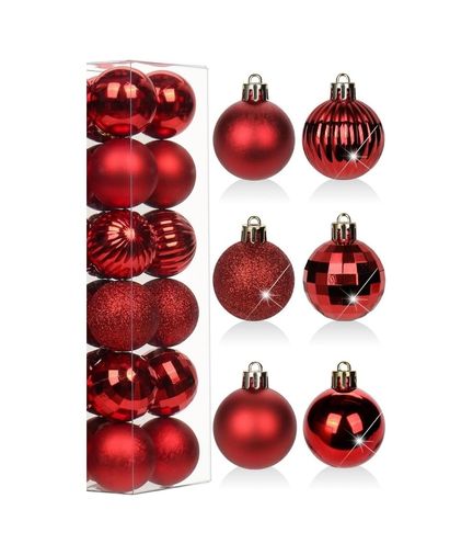 0'lyas Garden 57855210124660380184975 12&apos Li Kırmızı Yılbaşı Topu 3 Cm, Noel Ağacı Topu, Çam Ağacı Topu, Kırmızı