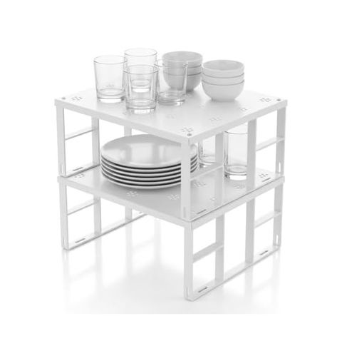 0neformehome 57855210126024480184975 Büyük Boy Metal Dolap İçi Düzenleyici Raf - Mutfak Ve Banyo Ekstra Geniş Organizer, Beyaz, 31.5X27.5 Cm, 3 Adet 0