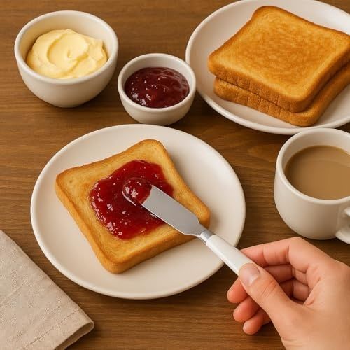 0neformehome 57855210131297580184975 6 Lı Kahvaltı Ve Tereyağı Bıçağı Seti 11 Cm Yayma Bıçakları, Kahvaltılık, Reçel, Krem Peynir Ve Tereyağı İçin Şık Ve Pratik Mutfak Seti Açık Ceviz