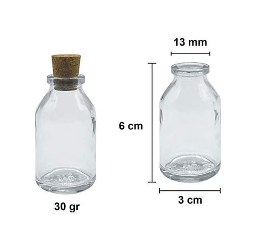 0xbez 126622433 Şeffaf 25 Ml / 25 Cc Mantar Tıpalı Boş Cam Şişe 12 Adet Açık Bej