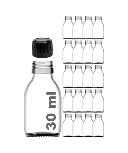 0xbez 131621710 30 Ml Sızdırmaz Kapaklı Şeffaf Shot Şişesi 30 Cc Ginger Şat Beyaz Cam Şişe 20 Adet Kilitli Plastik Siyah Kapak Açık Bej